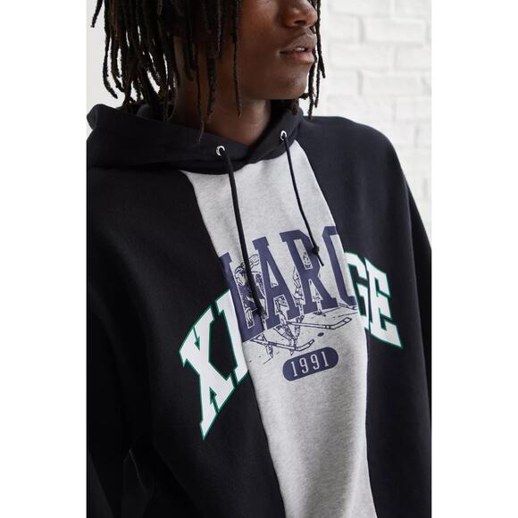New Urban Outfitters XLARGE Patchwork Hoodie Sweatshirt $105 MEDIUM - Picture 3 of 7